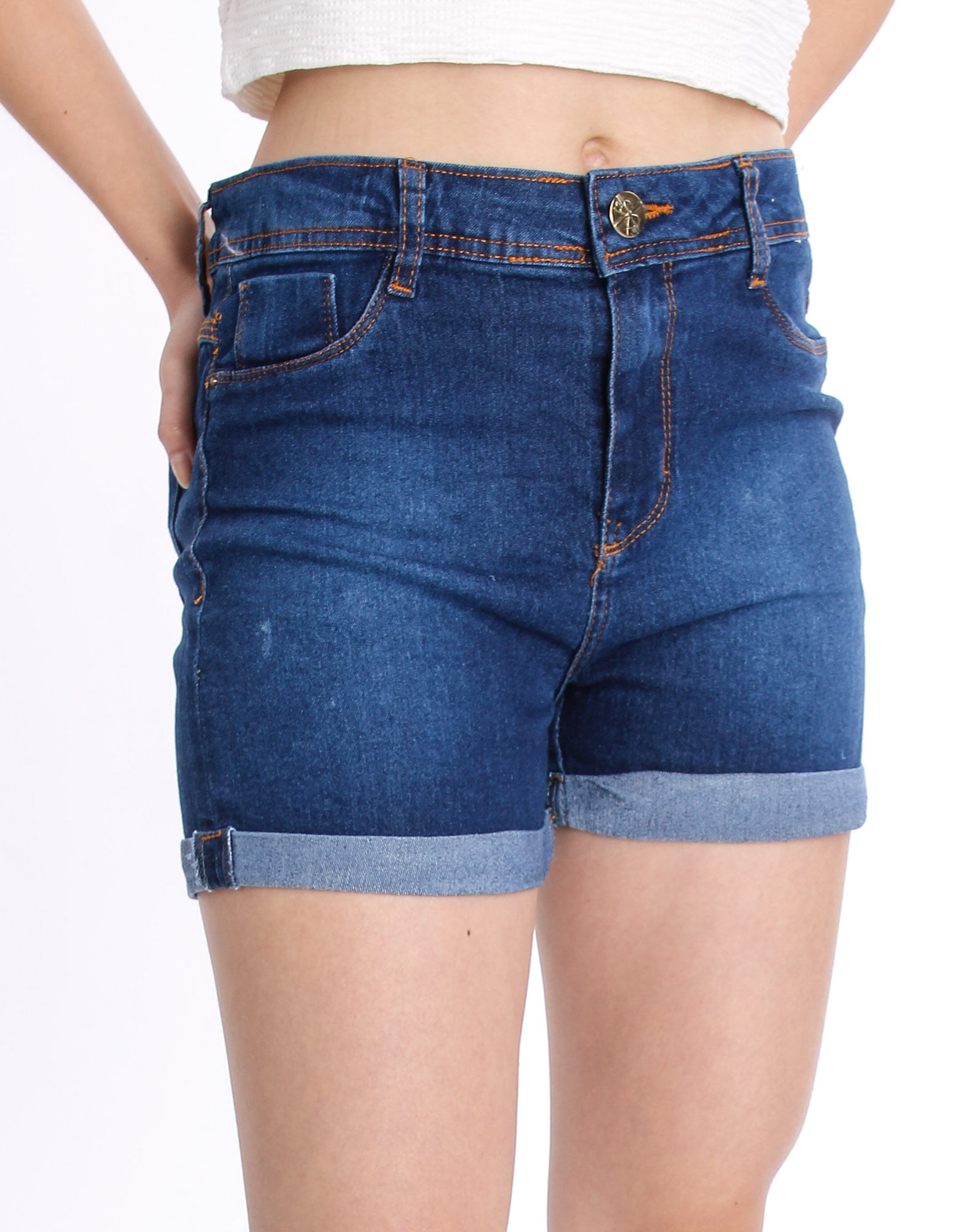 619459019 short jeans feminino curto barra dobrada jeans medio 36 e07