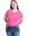 596661014 camiseta básica plus size feminina decote redondo pink g2 7e4