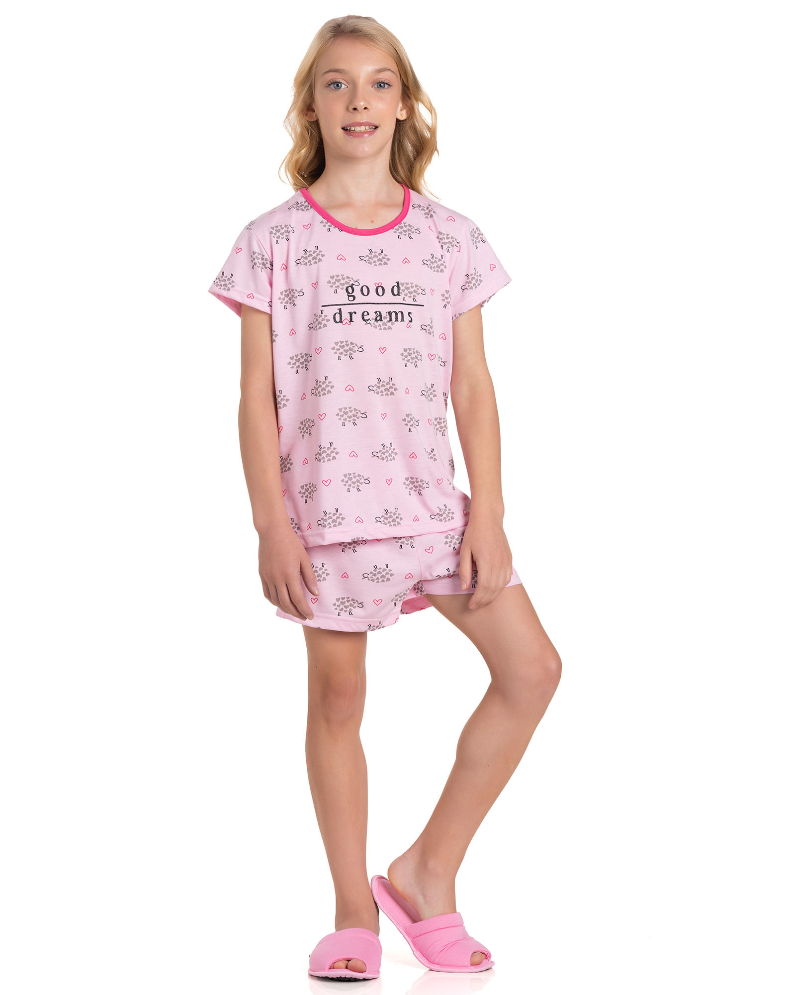 681237001 pijama curto juvenil menina estampa bichos rosa 10 ea1