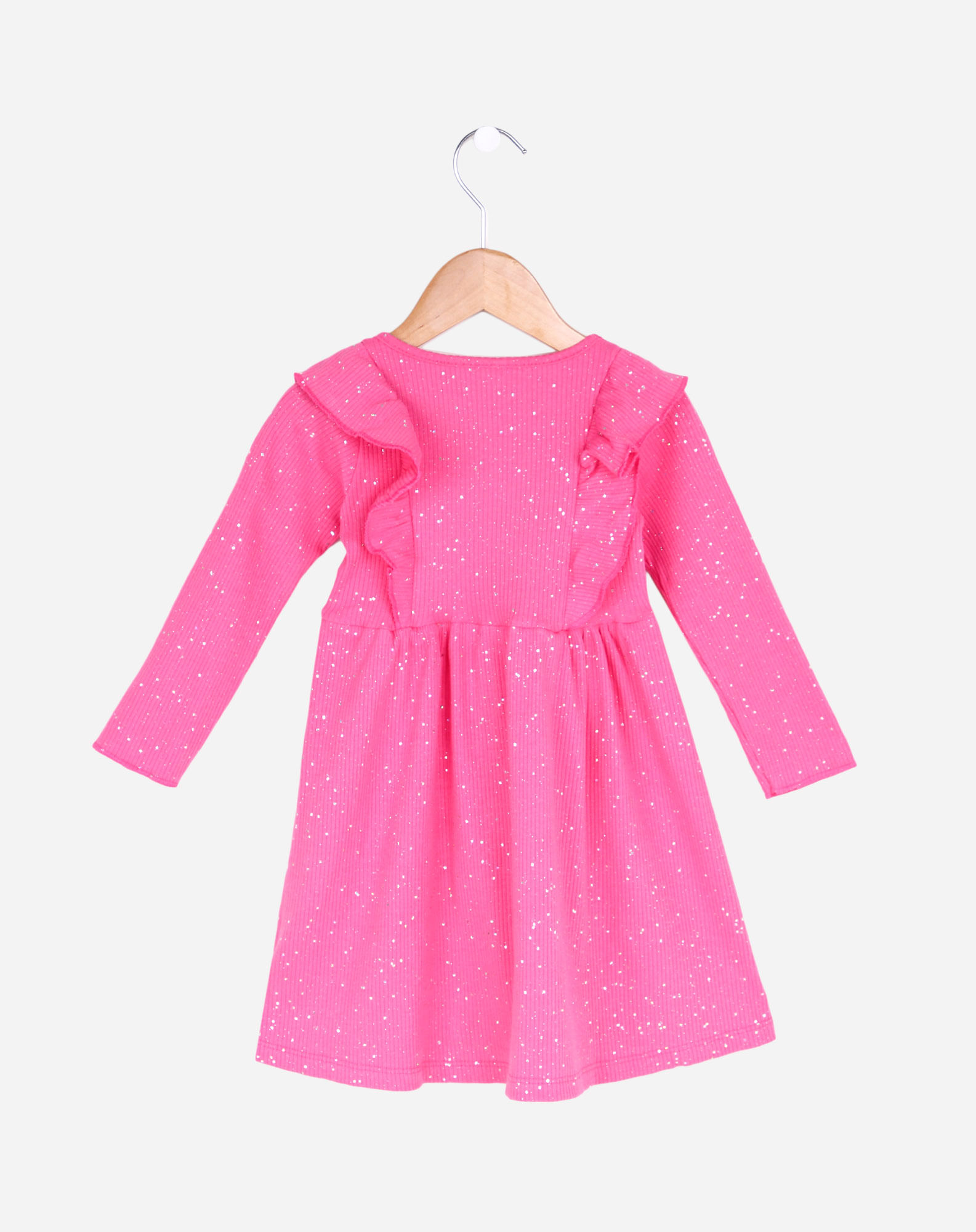 700534001 vestido manga longa infantil menina babados - tam. 1 à 3 anos pink 1 84c