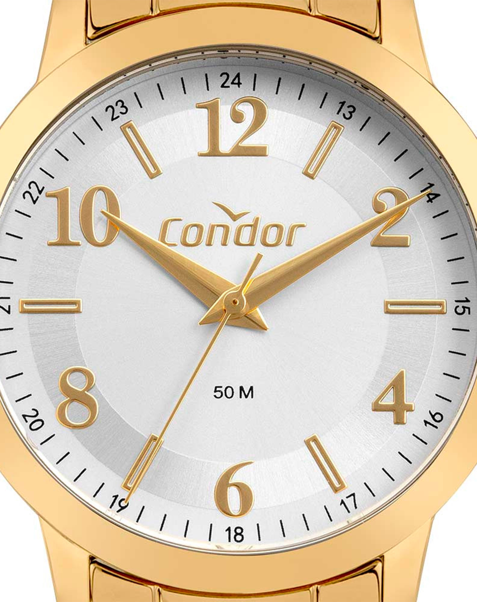 701751001 kit relógio feminino condor + brinco e colar dourado u 653