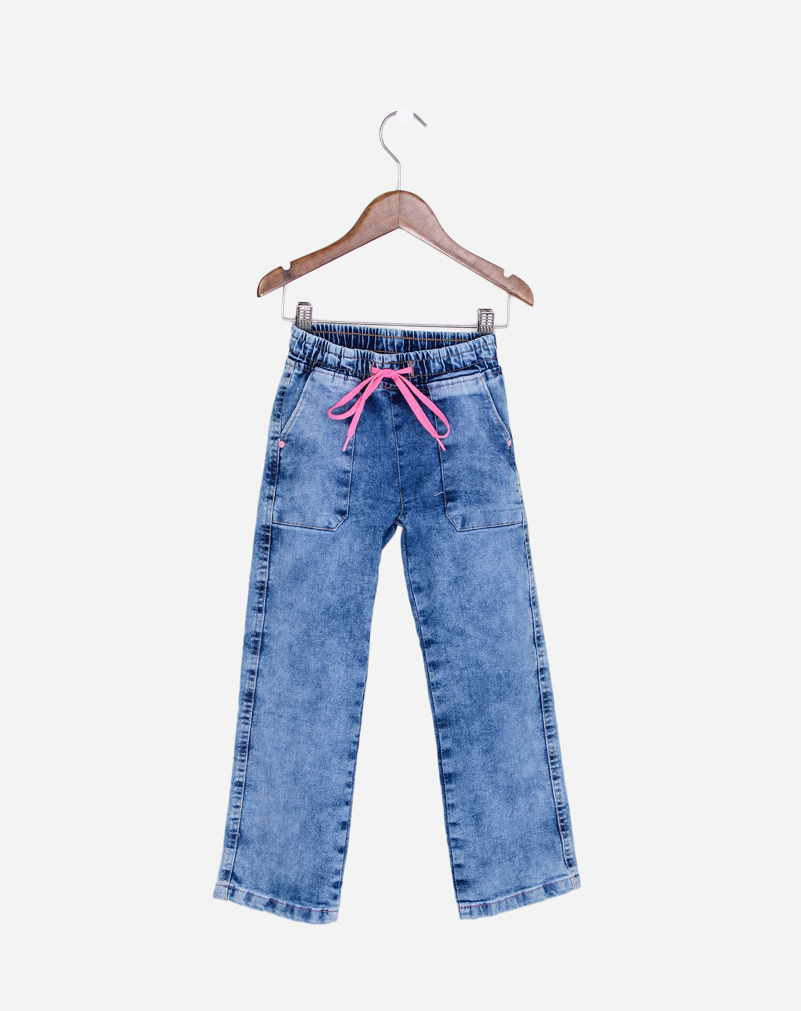 699562001 calça jeans reta infantil menina cós elastico jeans 4 a42