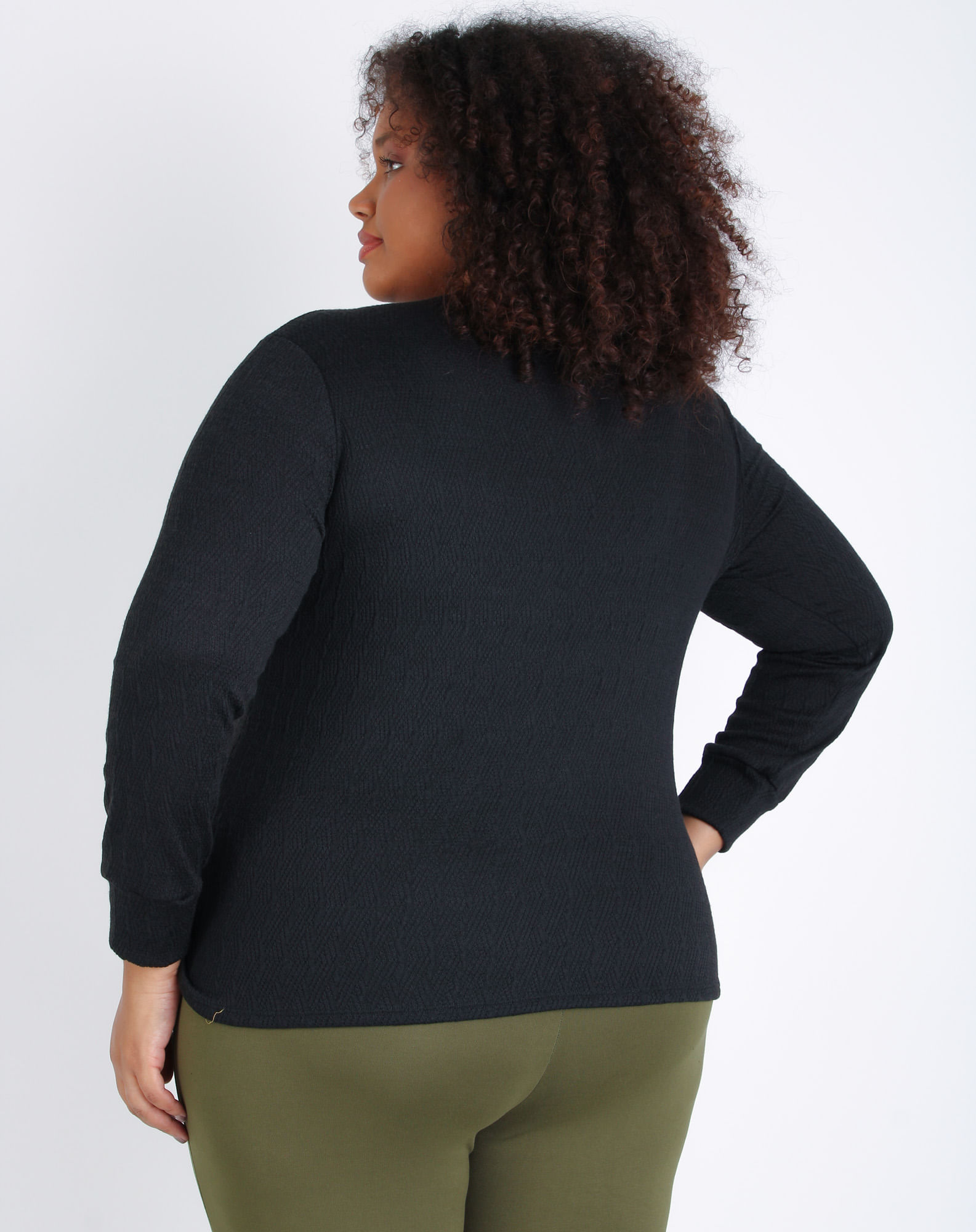 698345005 suéter manga longa feminino plus size tricô texturizado preto g1 b5b