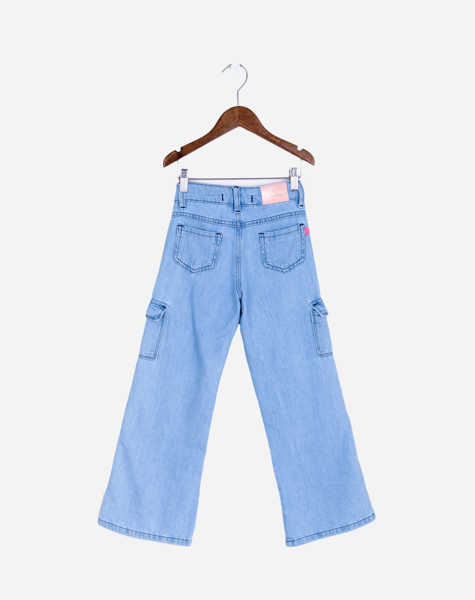 699655001 calça jeans wide leg infantil menina cargo - tam. 4 à 8 anos jeans 4 f64