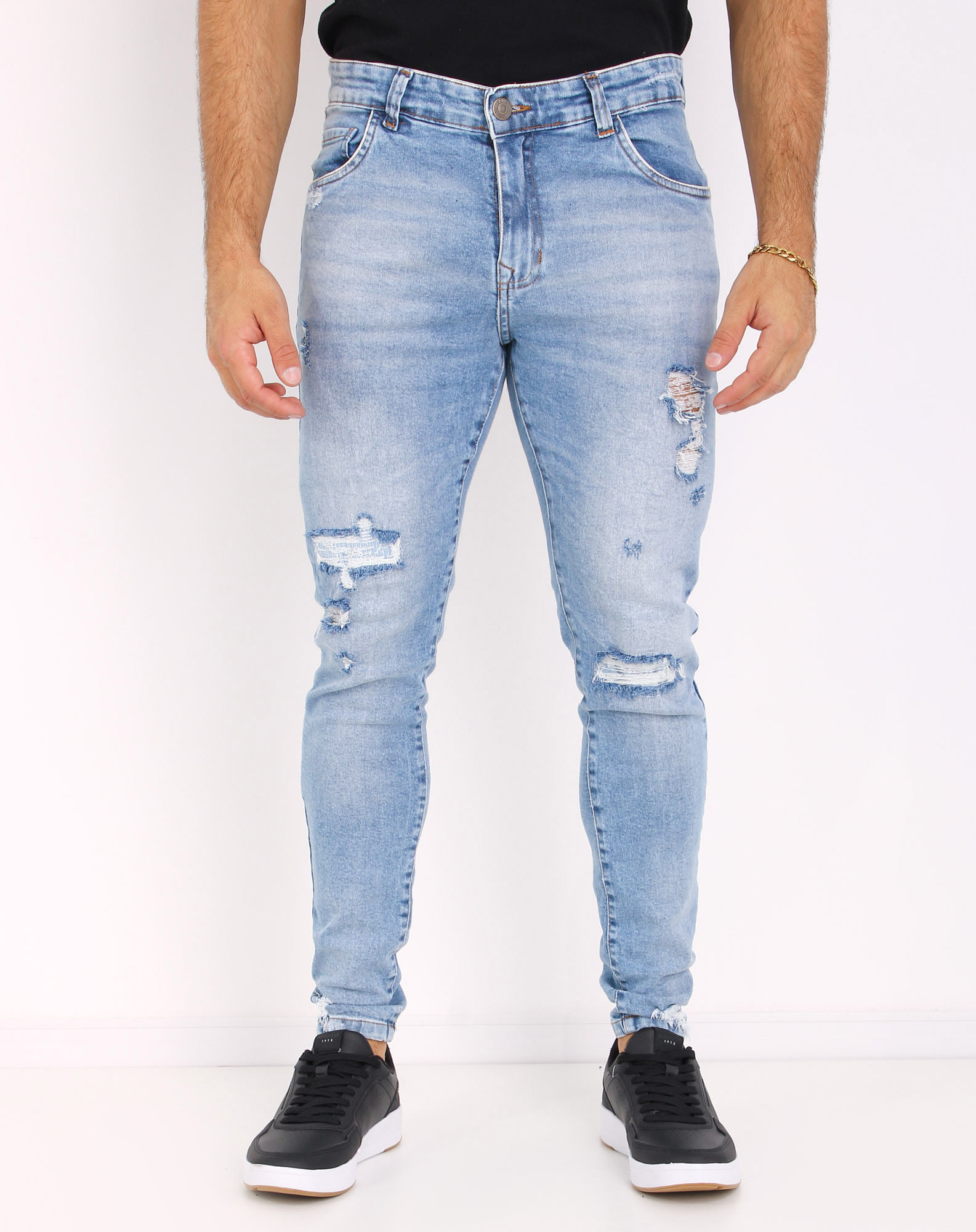 704818002 calça jeans skinny masculina puídos jeans 40 30b