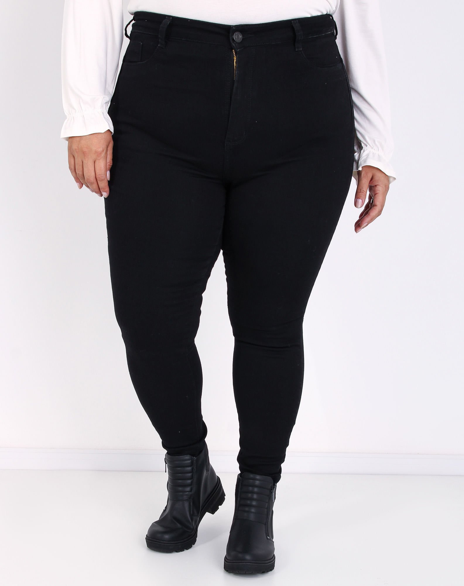 701659001 calça jeans plus size skinny feminina jeans black 46 9dc