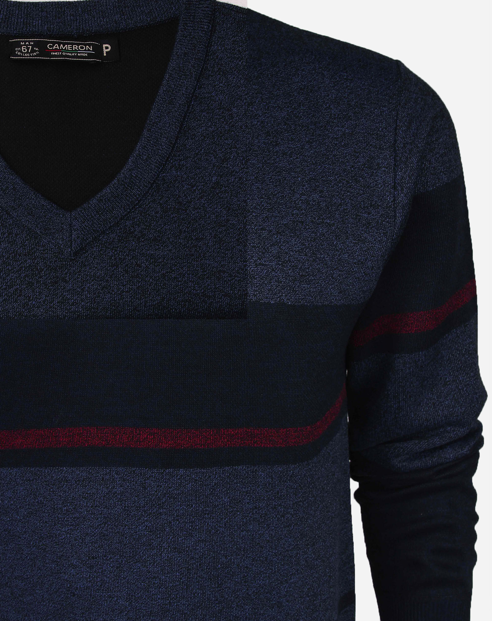 684031001 suéter tricô manga longa masculino listras largas mescla marinho p f55