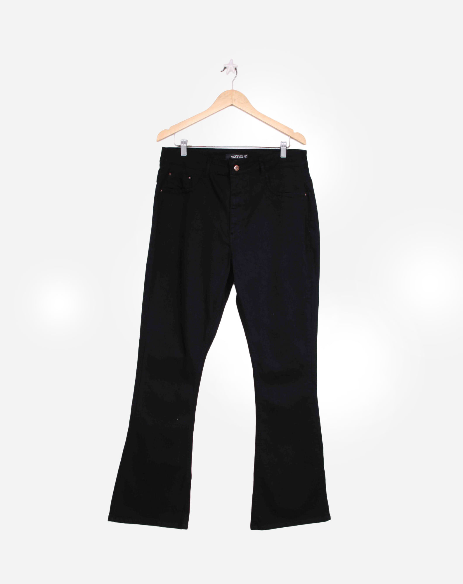 702841001 calça jeans black plus size feminina boot cut jeans black 46 44b