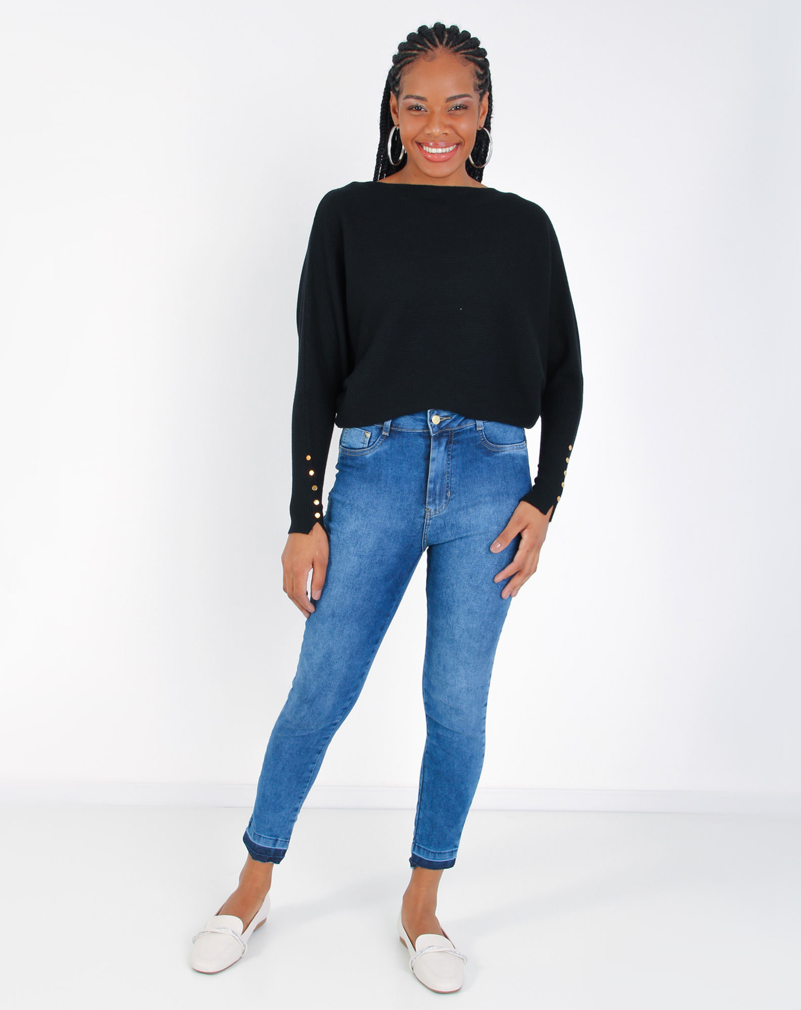 Calça jeans skinny fashion feminina