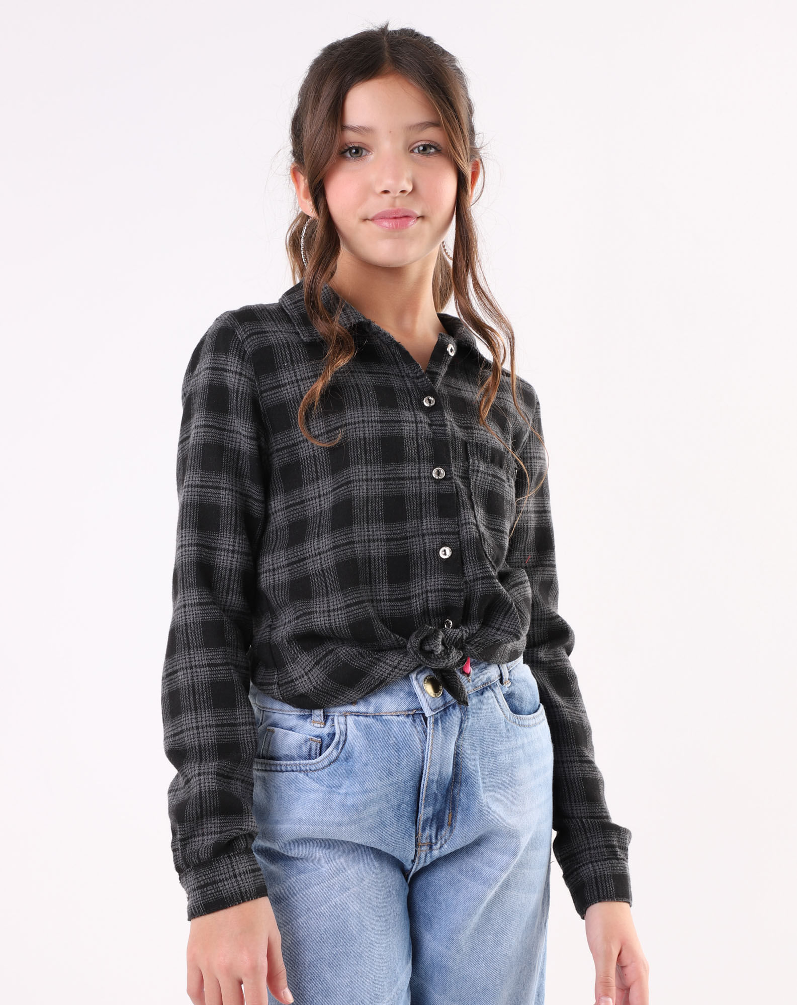 Camisa xadrez fashion juvenil feminina